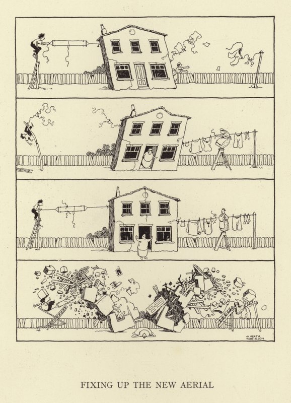 Az új antenna rögzítése alkotó: William Heath Robinson