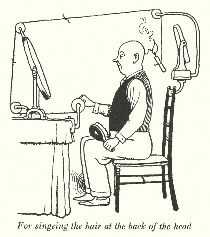 A fej hátsó részén lévő szőrszálak kisimításához (litho) alkotó: William Heath Robinson