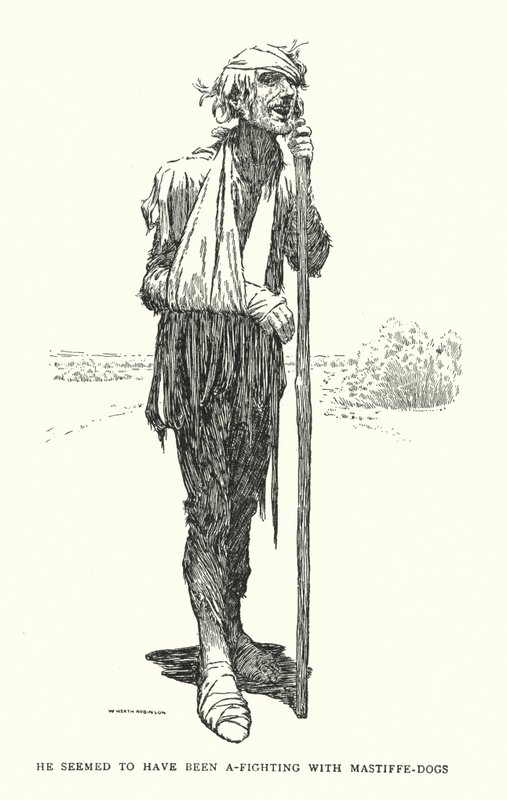 Úgy tűnt, hogy masztiff kutyákkal harcolt (litho) alkotó: William Heath Robinson