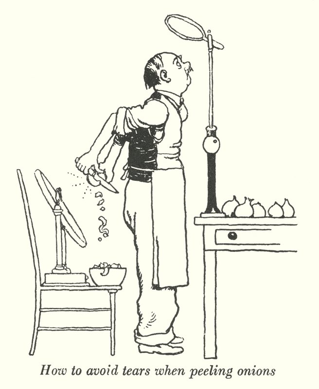 Hogyan kerüljük el a könnyezést a hagyma pucolásakor (litho) alkotó: William Heath Robinson