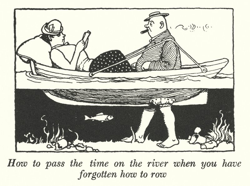 Hogyan múlassuk az időt a folyón, ha elfelejtetted az evezést (litho) alkotó: William Heath Robinson
