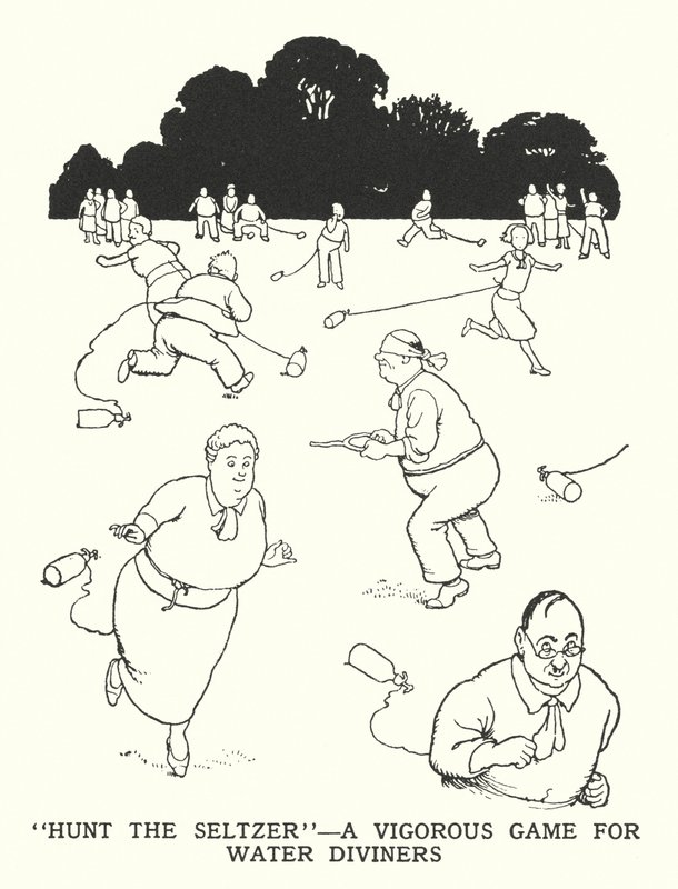 "Hunt the Seltzer", egy erőteljes játék vízjósok számára (litho) alkotó: William Heath Robinson
