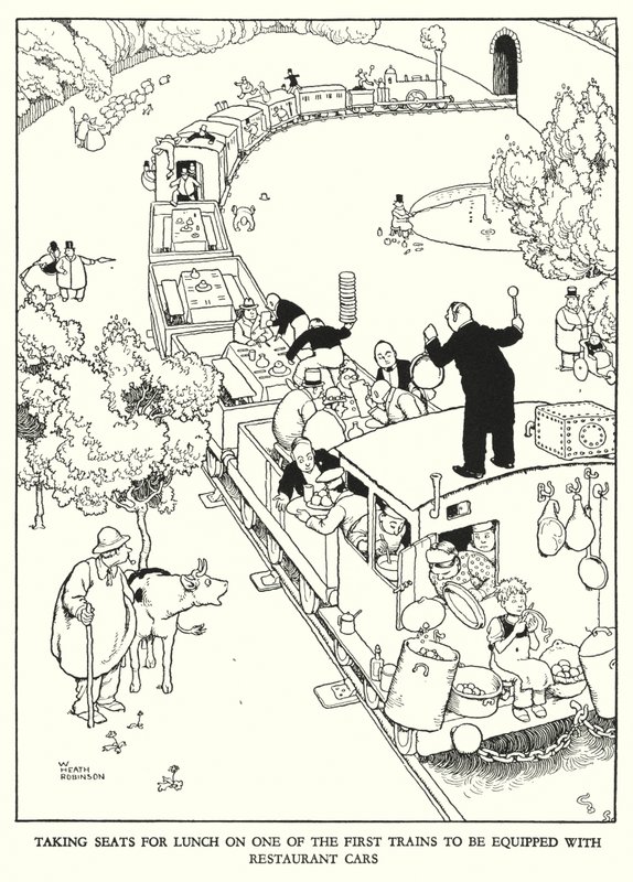 Illusztráció: Railway Ribaldry, W Heath Robinson (litho) alkotó: William Heath Robinson
