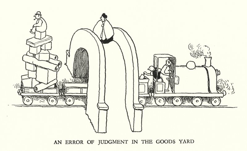 Illusztráció: Railway Ribaldry, W Heath Robinson (litho) alkotó: William Heath Robinson