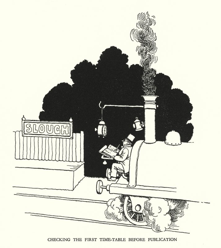 Illusztráció: Railway Ribaldry, W Heath Robinson (litho) alkotó: William Heath Robinson