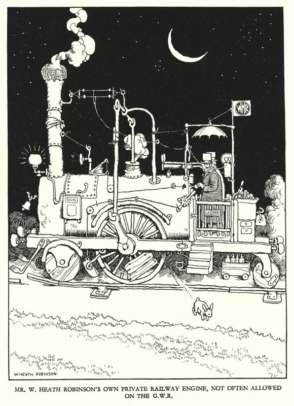 Illusztráció: Railway Ribaldry, W Heath Robinson (litho) alkotó: William Heath Robinson