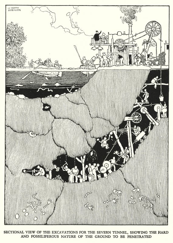 Illusztráció: Railway Ribaldry, W Heath Robinson (litho) alkotó: William Heath Robinson