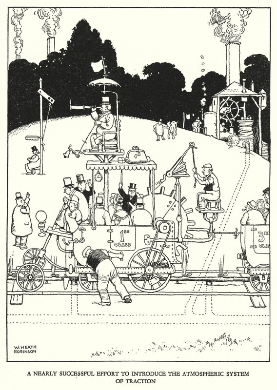 Illusztráció: Railway Ribaldry, W Heath Robinson (litho) alkotó: William Heath Robinson