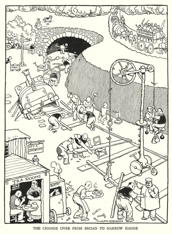 Illusztráció: Railway Ribaldry, W Heath Robinson (litho) alkotó: William Heath Robinson