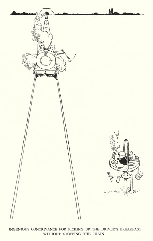 Illusztráció: Railway Ribaldry, W Heath Robinson (litho) alkotó: William Heath Robinson