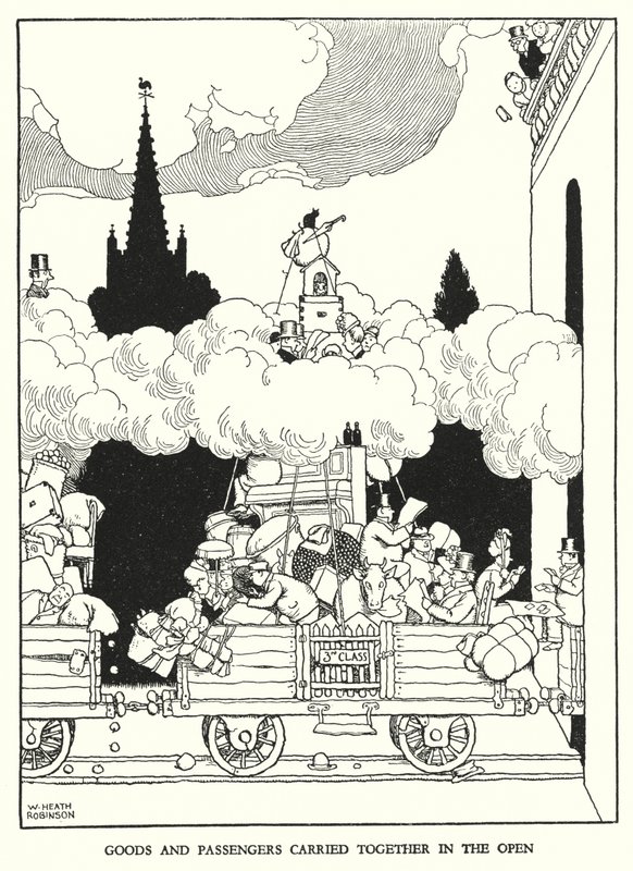 Illusztráció: Railway Ribaldry, W Heath Robinson (litho) alkotó: William Heath Robinson