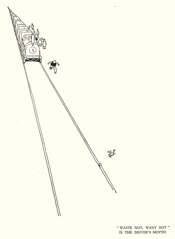 Illusztráció: Railway Ribaldry, W Heath Robinson (litho) alkotó: William Heath Robinson