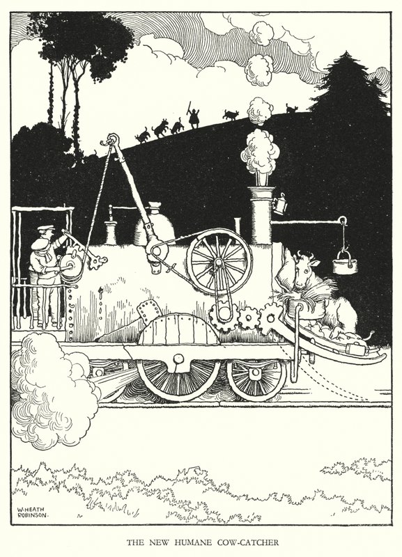 Illusztráció: Railway Ribaldry, W Heath Robinson (litho) alkotó: William Heath Robinson