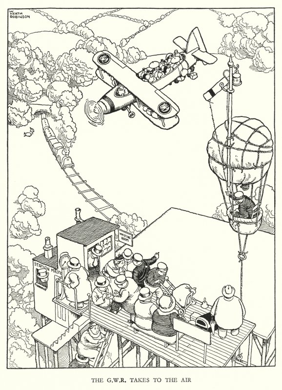 Illusztráció: Railway Ribaldry, W Heath Robinson (litho) alkotó: William Heath Robinson