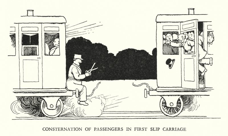 Illusztráció: Railway Ribaldry, W Heath Robinson (litho) alkotó: William Heath Robinson