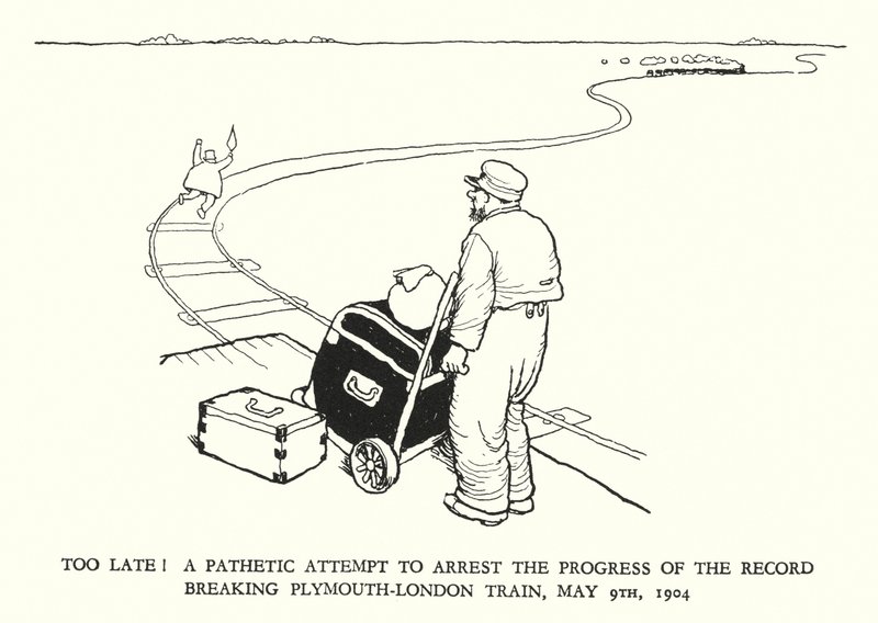 Illusztráció: Railway Ribaldry, W Heath Robinson (litho) alkotó: William Heath Robinson