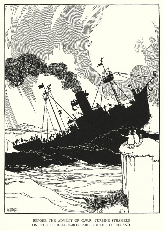 Illusztráció: Railway Ribaldry, W Heath Robinson (litho) alkotó: William Heath Robinson
