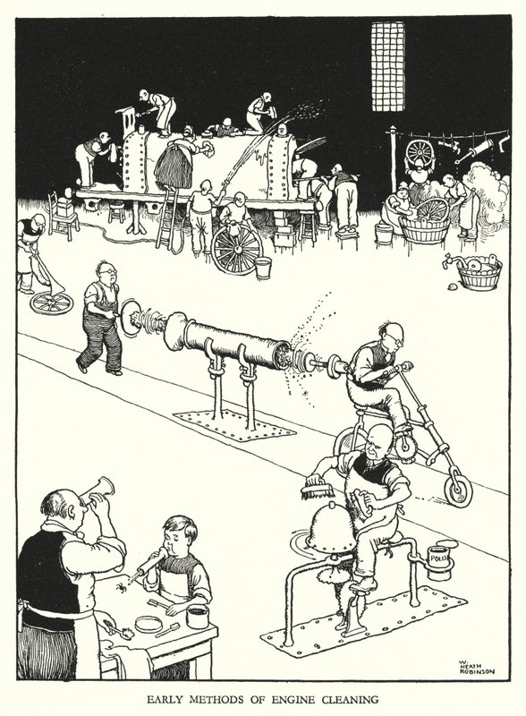 Illusztráció: Railway Ribaldry, W Heath Robinson (litho) alkotó: William Heath Robinson