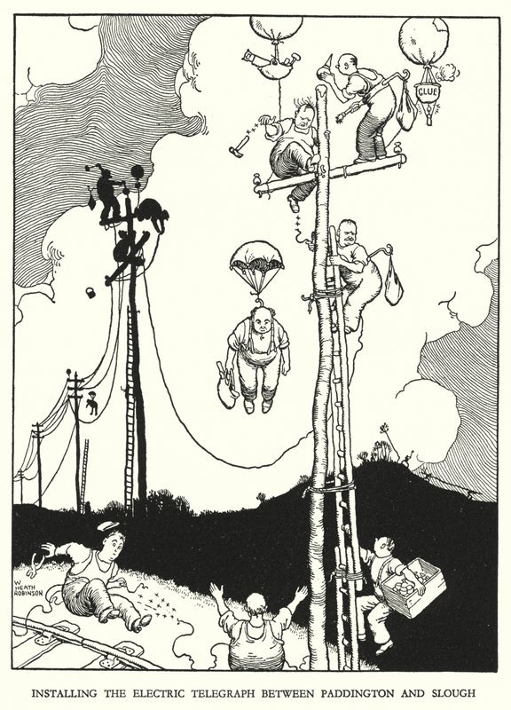 Illusztráció: Railway Ribaldry, W Heath Robinson (litho) alkotó: William Heath Robinson