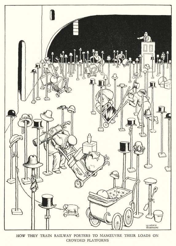 Illusztráció: Railway Ribaldry, W Heath Robinson (litho) alkotó: William Heath Robinson