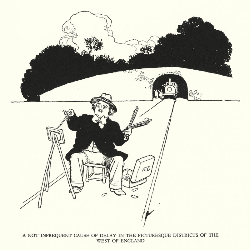 Illusztráció: Railway Ribaldry, W Heath Robinson (litho) alkotó: William Heath Robinson