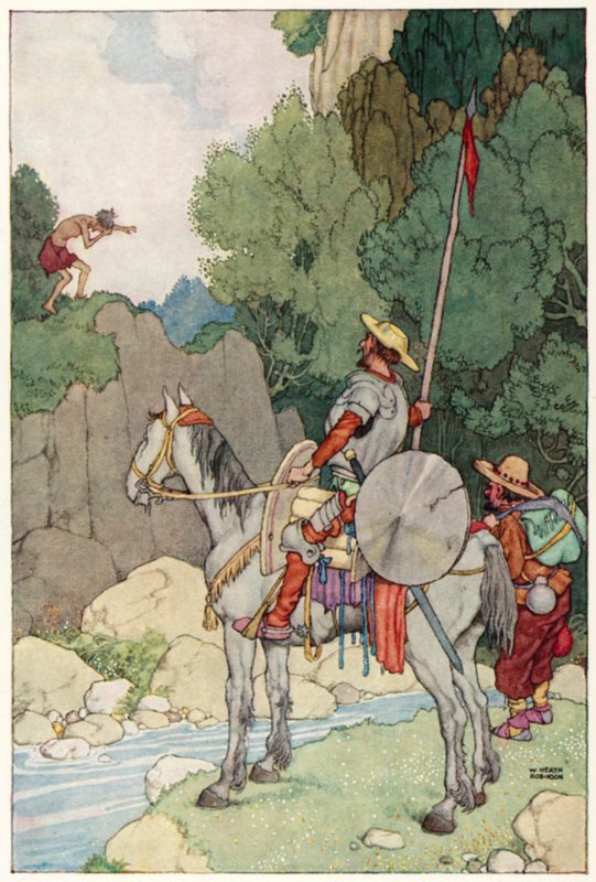 Illusztráció Don Quijote kalandjaihoz (színes litó) alkotó: William Heath Robinson