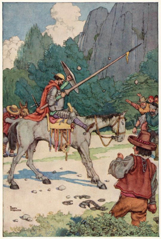 Illusztráció Don Quijote kalandjaihoz (színes litó) alkotó: William Heath Robinson