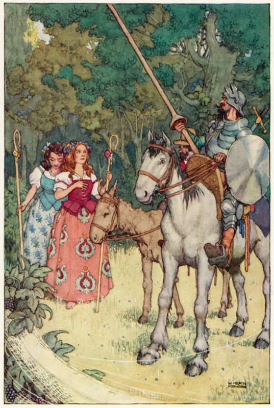 Illusztráció Don Quijote kalandjaihoz (színes litó) alkotó: William Heath Robinson