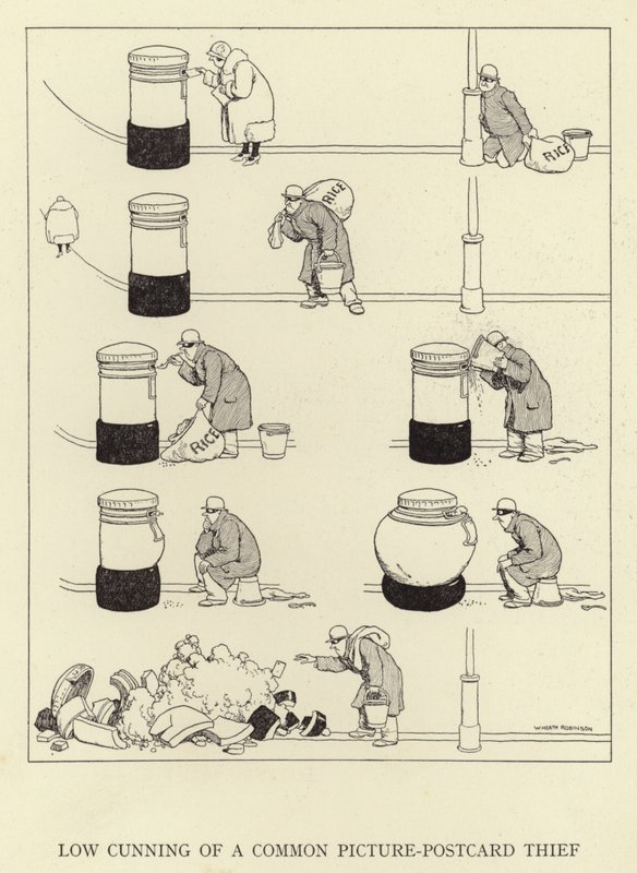Egy közönséges képeslap-tolvaj alacsony ravaszsága alkotó: William Heath Robinson