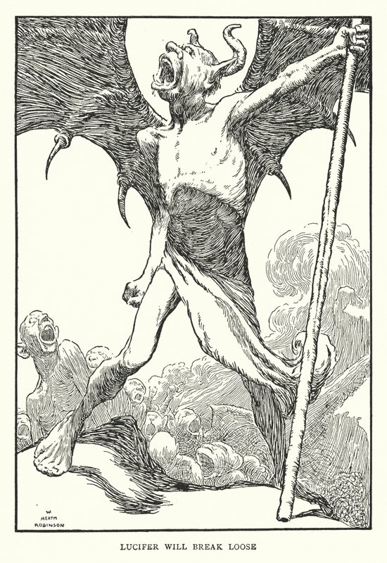Lucifer elszabadul (litho) alkotó: William Heath Robinson