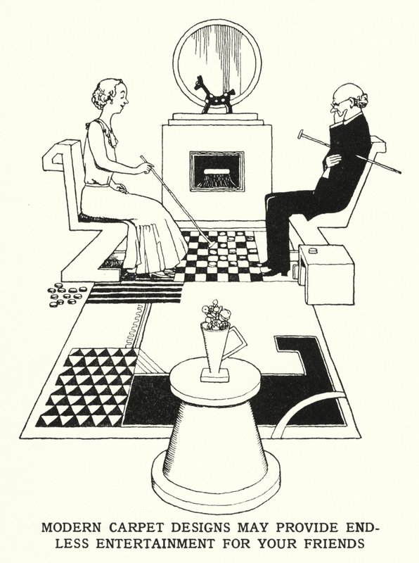 A modern szőnyegek végtelen szórakozást nyújthatnak barátainak (litho) alkotó: William Heath Robinson