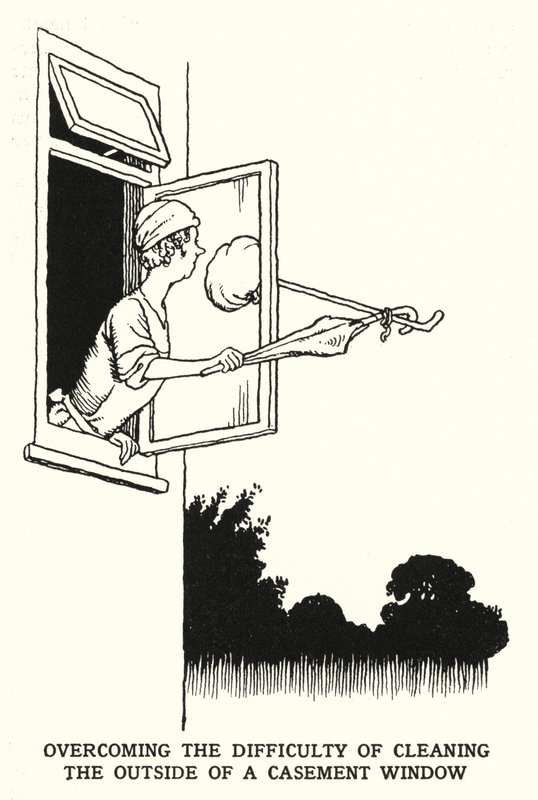 A tetőablak külső tisztításának nehézségeinek leküzdése (litho) alkotó: William Heath Robinson