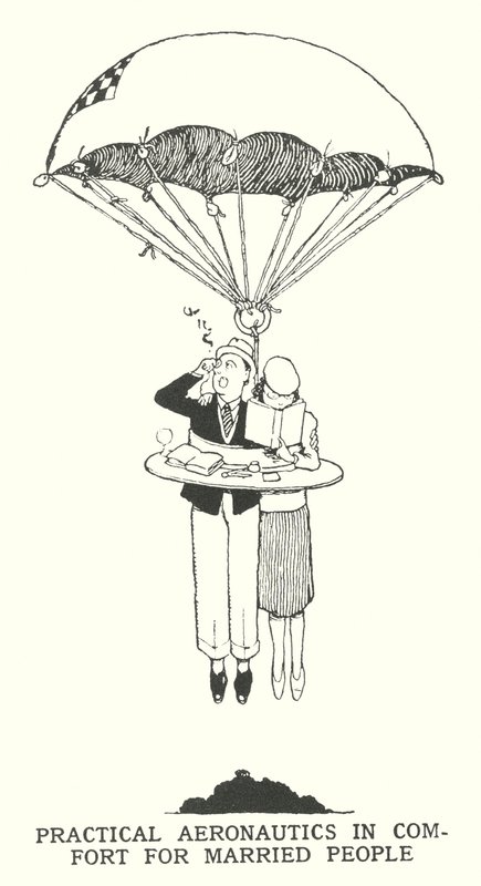 Gyakorlati repülés kényelemben házasok számára (litho) alkotó: William Heath Robinson