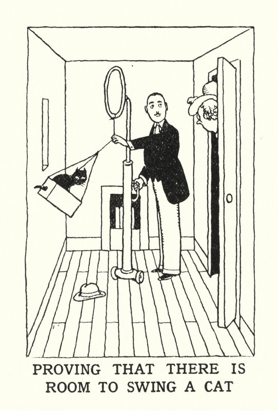 Annak bizonyítása, hogy van hely a macskák meglendítésére (litho) alkotó: William Heath Robinson