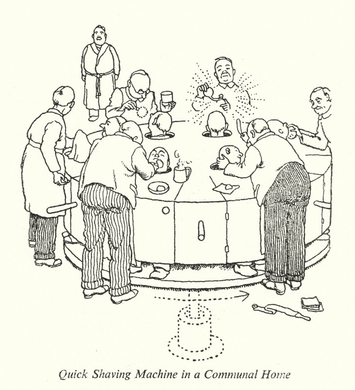 Gyors borotvagép egy közös otthonban (litho) alkotó: William Heath Robinson