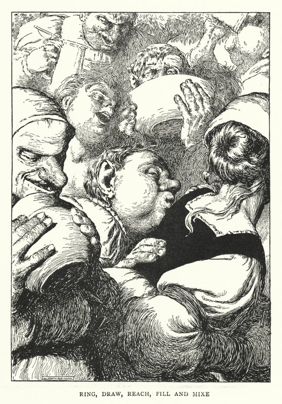 Gyűrűs, rajzolás, elérése, kitöltése és keverése (litho) alkotó: William Heath Robinson