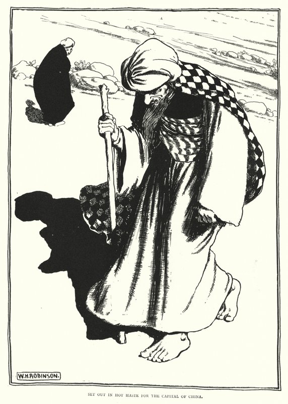 Nagy sietségben induljon útnak Kína fővárosa felé (metszet) alkotó: William Heath Robinson