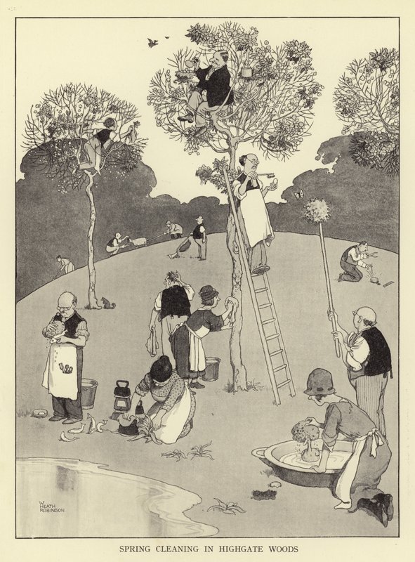 Tavaszi nagytakarítás Highgate erdőben alkotó: William Heath Robinson