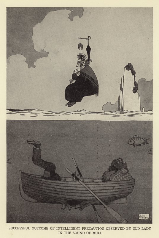 Sikeres eredménye az intelligens elővigyázatosságnak, amelyet az idős hölgy a töprengés hangjában figyelt meg alkotó: William Heath Robinson