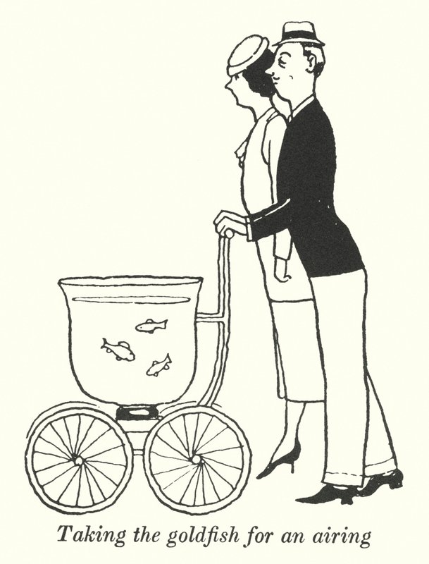 Az aranyhal szellőztetése (litho) alkotó: William Heath Robinson