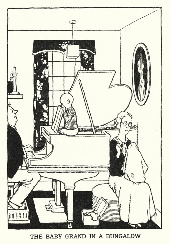 The Baby Grand egy bungalóban (litho) alkotó: William Heath Robinson
