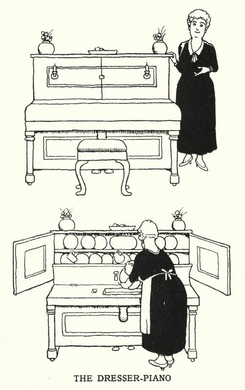 A Dresser-zongora (litó) alkotó: William Heath Robinson