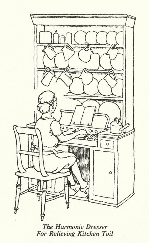 Harmonikus komód a konyhai munkák enyhítésére (litho) alkotó: William Heath Robinson