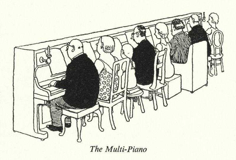 Multi-zongora (litó) alkotó: William Heath Robinson