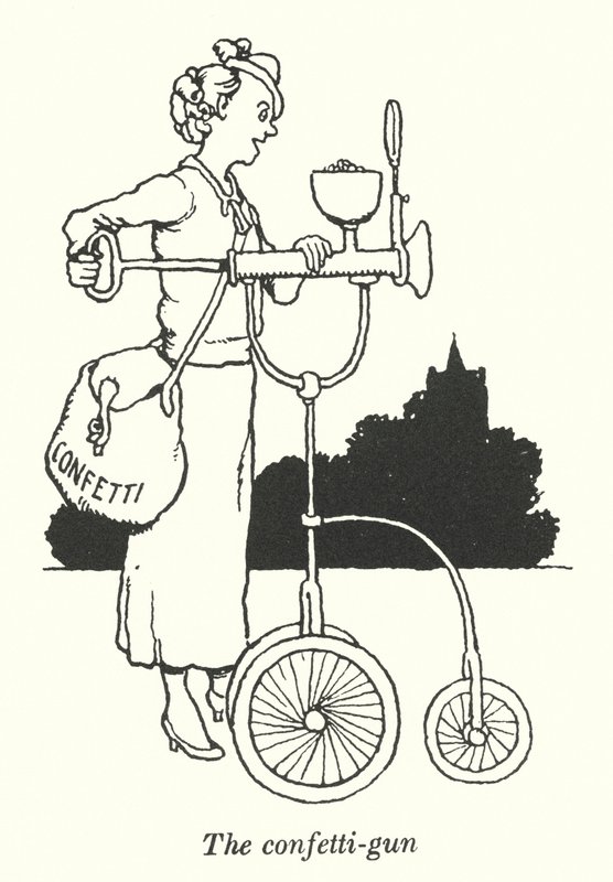 A konfetti pisztoly (litho) alkotó: William Heath Robinson