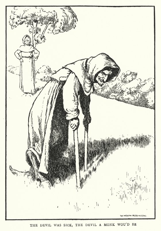 Az ördög beteg volt, az ördög szerzetes lenne (litho) alkotó: William Heath Robinson