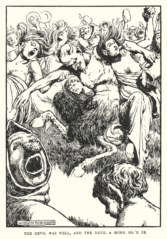 Az ördög jól volt, az ördög pedig szerzetes lenne (litho) alkotó: William Heath Robinson