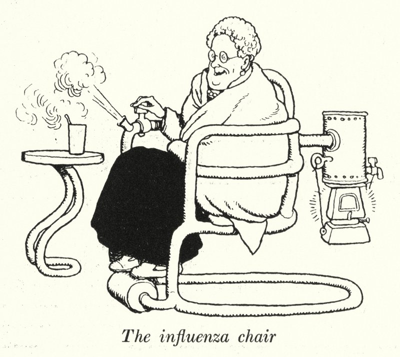 Az influenza szék (litho) alkotó: William Heath Robinson
