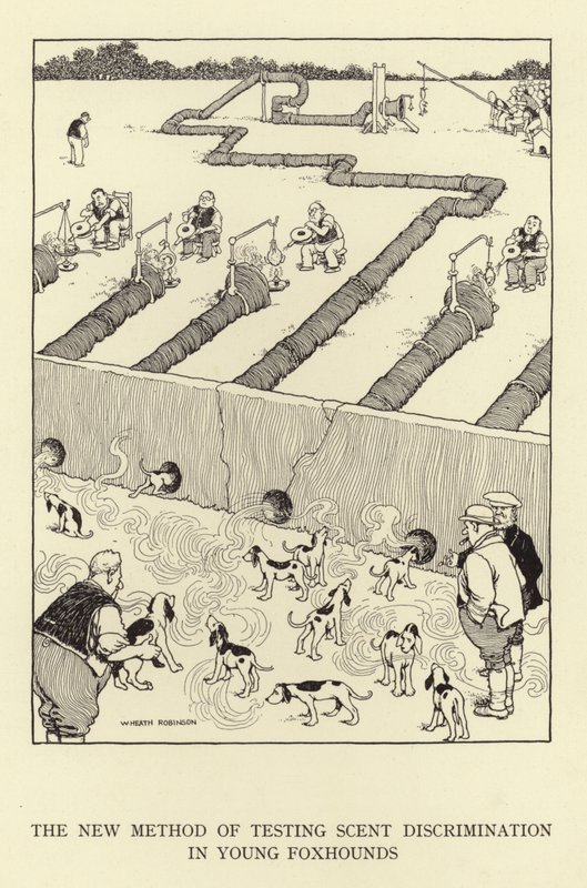 Fiatal rókakutyák szag-diszkriminációjának tesztelésének új módszere alkotó: William Heath Robinson