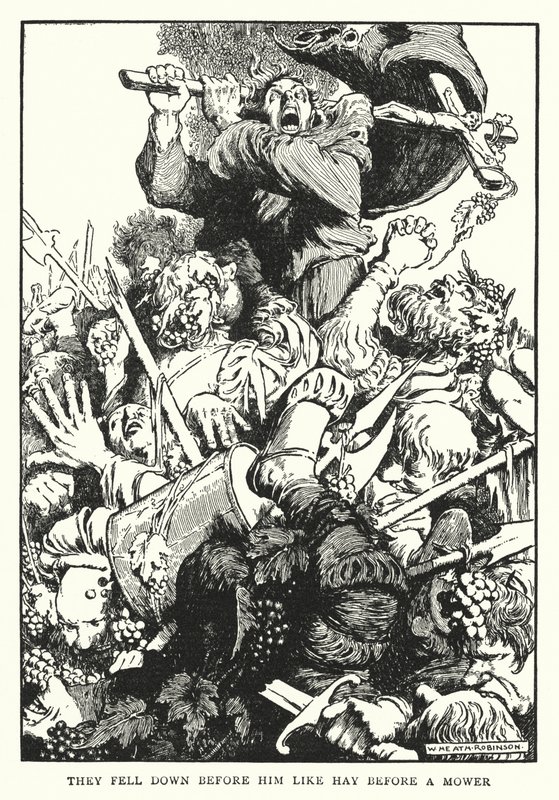 Lehullottak előtte, mint széna a kasza előtt (litho) alkotó: William Heath Robinson